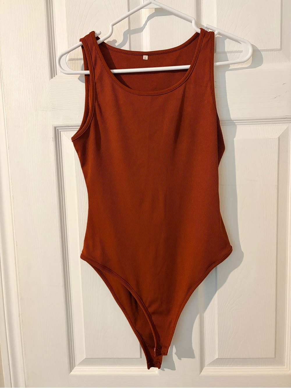 Ribbed Tank Bodysuit in Rust